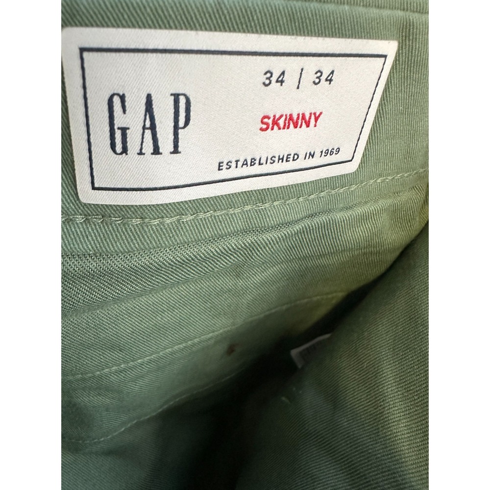 Gap Modern Skinny Performance Khakis Men's Size 34 x 34 Olive Green Chino Pants - Picture 6 of 13